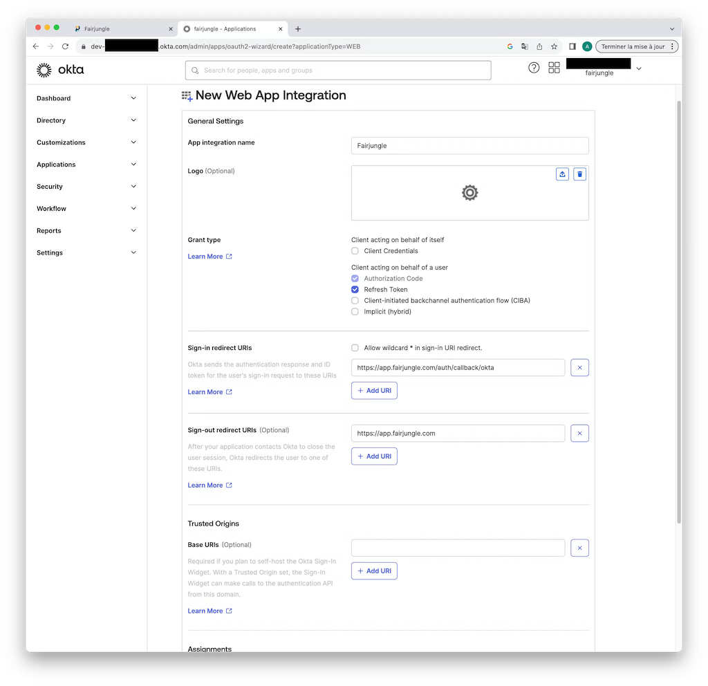 okta configure settings